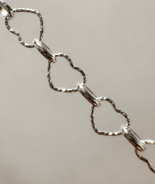 .925 Sterling Silver “Amore Italiano” Sparkle-Cut Heart Permanent Jewelry Chain