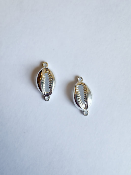 .925 Sterling Silver Cowrie Shell Permanent Jewelry Connector (x 4)