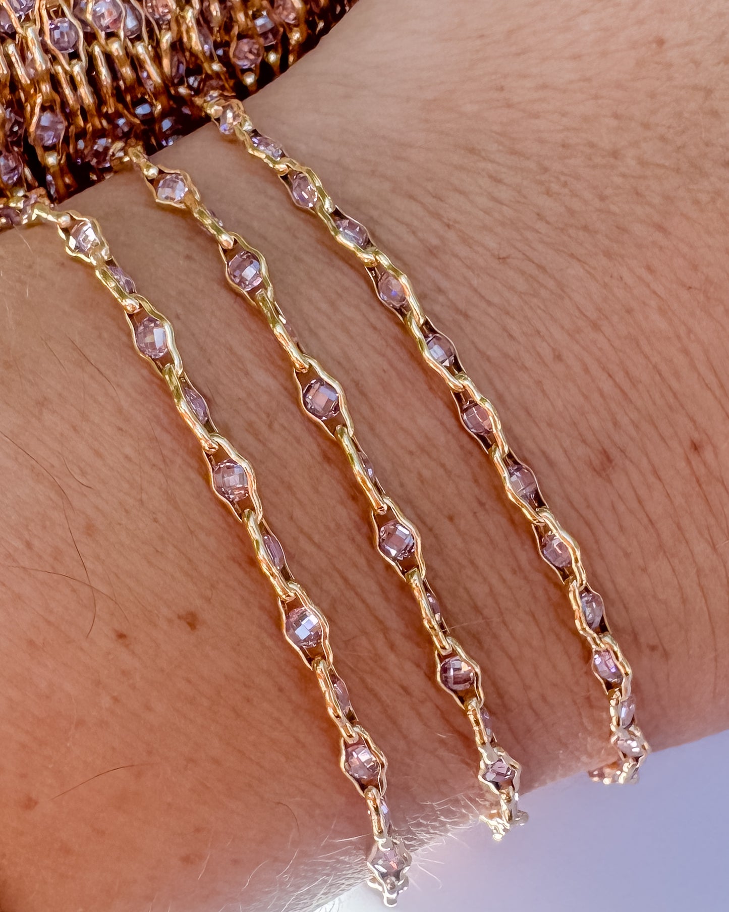 PINK “Luce di Luna” CZ Permanent Jewelry Chain