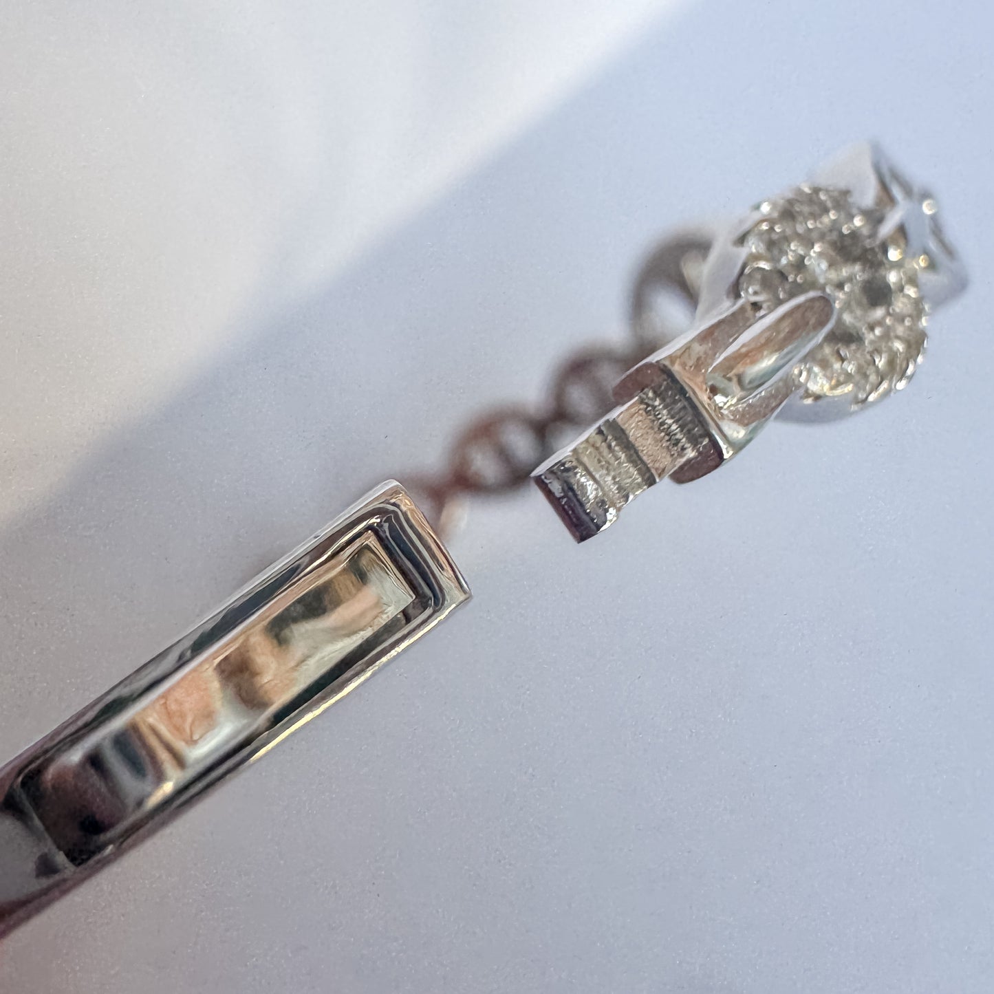 Sterling Silver Mariner Hinged Bangle | Rhodium Plated CZ Sparkle Bracelet