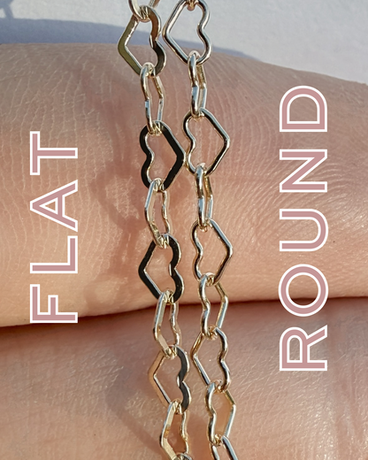 Round Heart Wholesale Permanent Jewelry Chain - 14k Gold Filled or .925 Sterling Silver