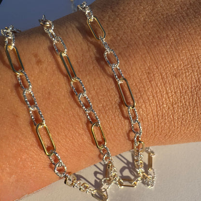 Mixed Metal Elongated Link Chain for Permanent Jewelry | Diamond Cut