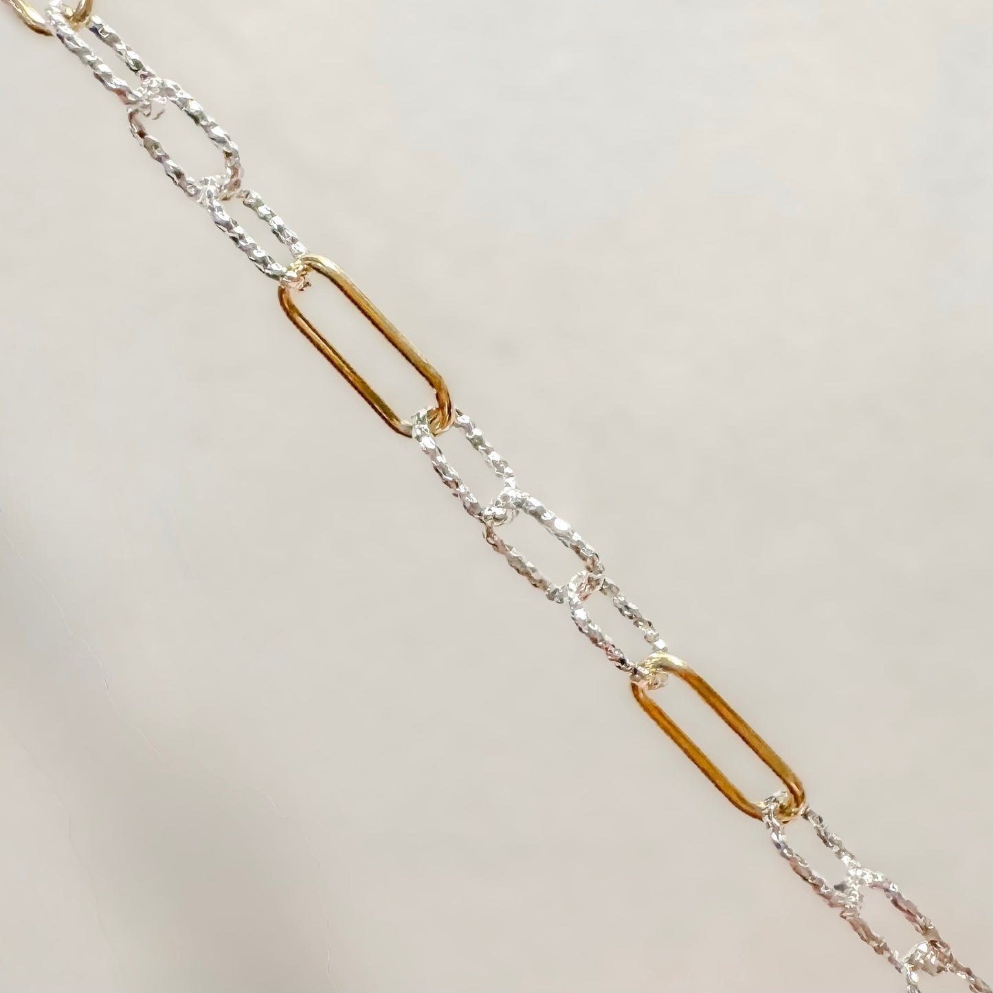 Mixed Metal Elongated Link Chain for Permanent Jewelry | Diamond Cut