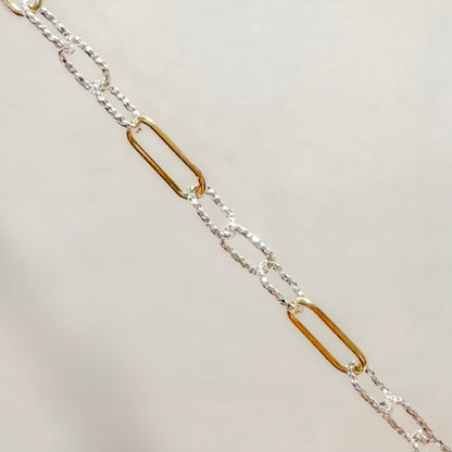 Mixed Metal Elongated Link Chain for Permanent Jewelry | Diamond Cut