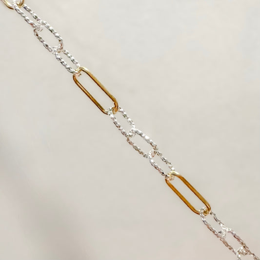 Mixed Metal Elongated Link Chain for Permanent Jewelry | Diamond Cut