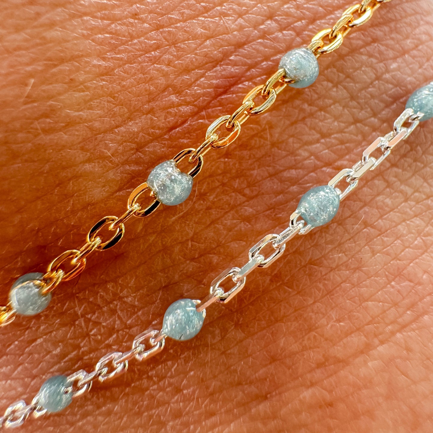 “Blue Jean Baby” Enamel Permanent Jewelry Chain