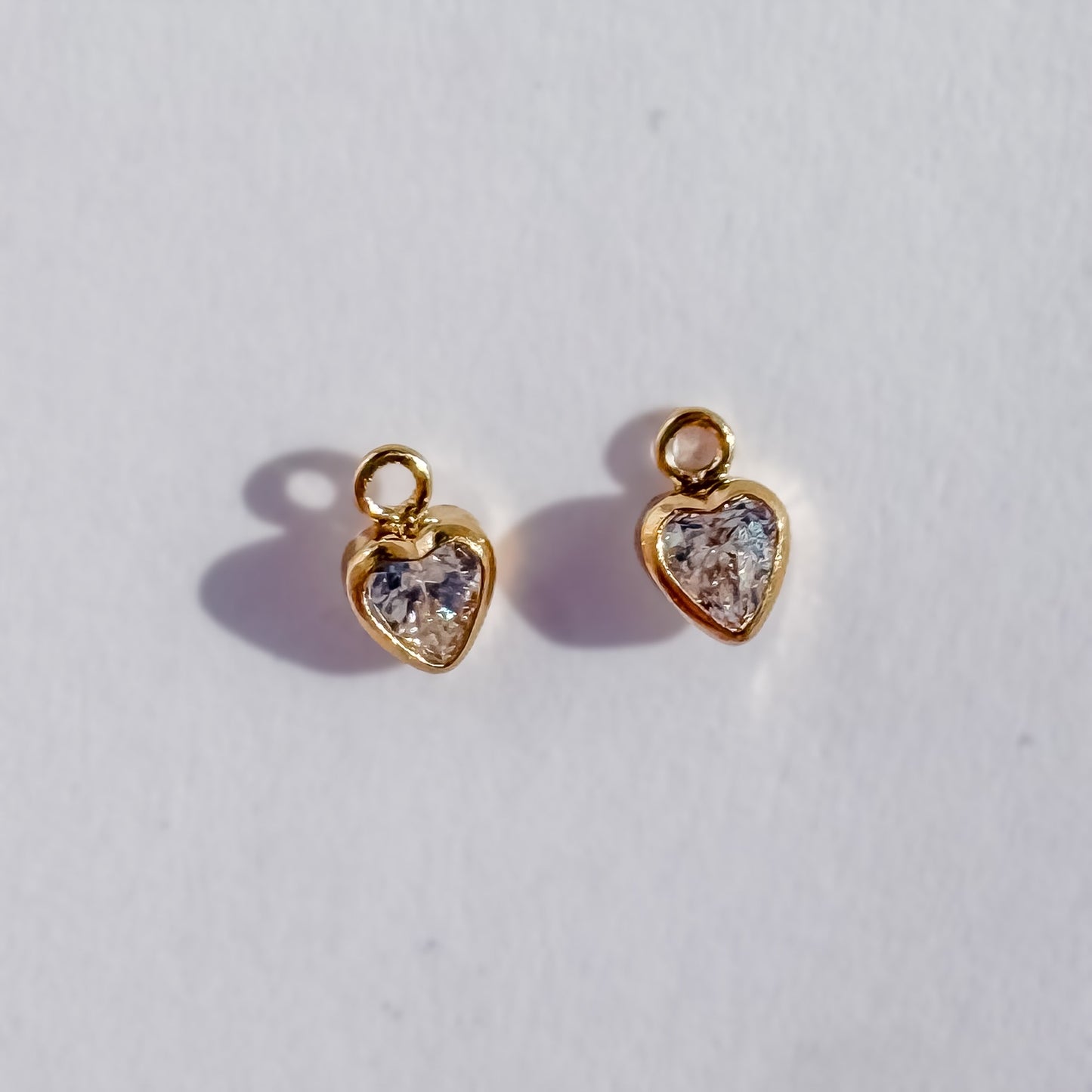 3mm White Heart Drop Charm for Permanent Jewelry (Quantity 2)