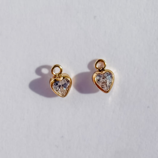 3mm White Heart Drop Charm for Permanent Jewelry (Quantity 2)