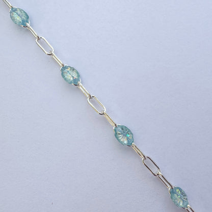 “Opalite” Enamel Sunburst Paperclip Permanent Jewelry Chain