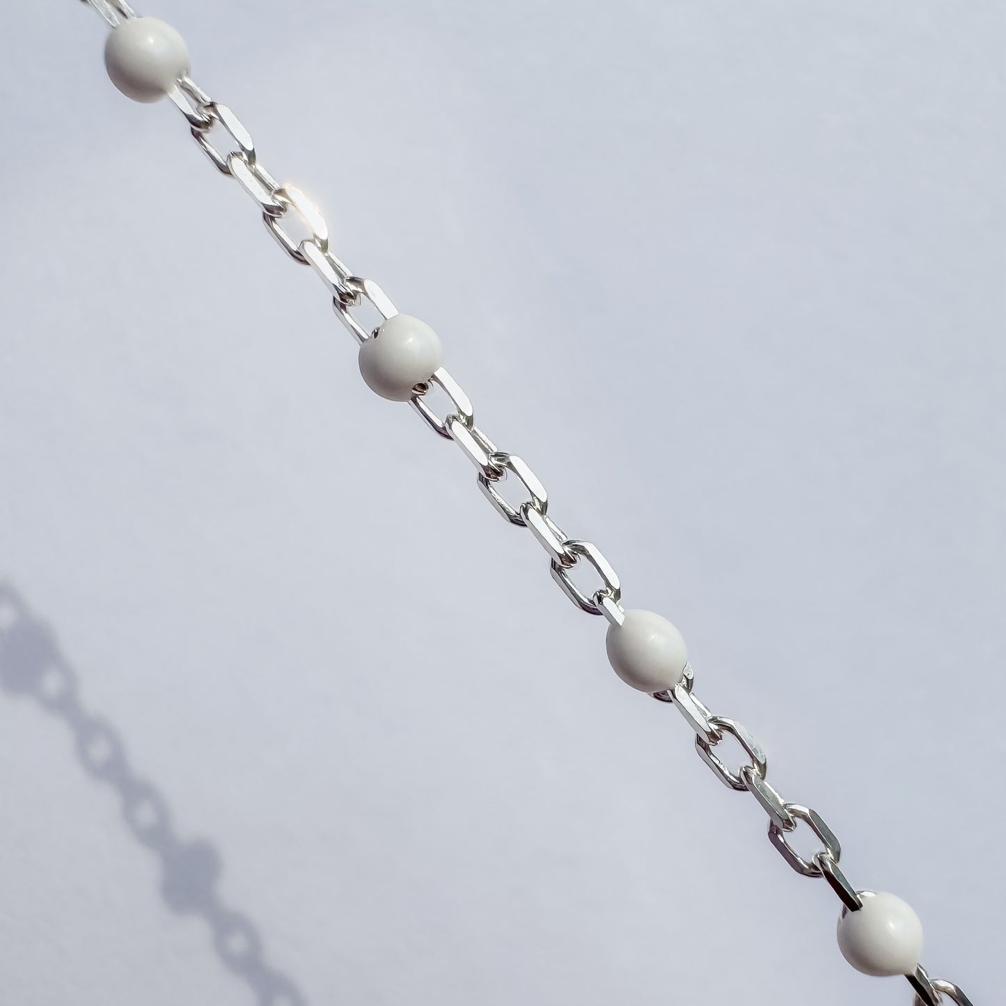 14k Gold Filled or .925 Sterling Silver “Vanilla Glow” White Enamel Permanent Jewelry Chain