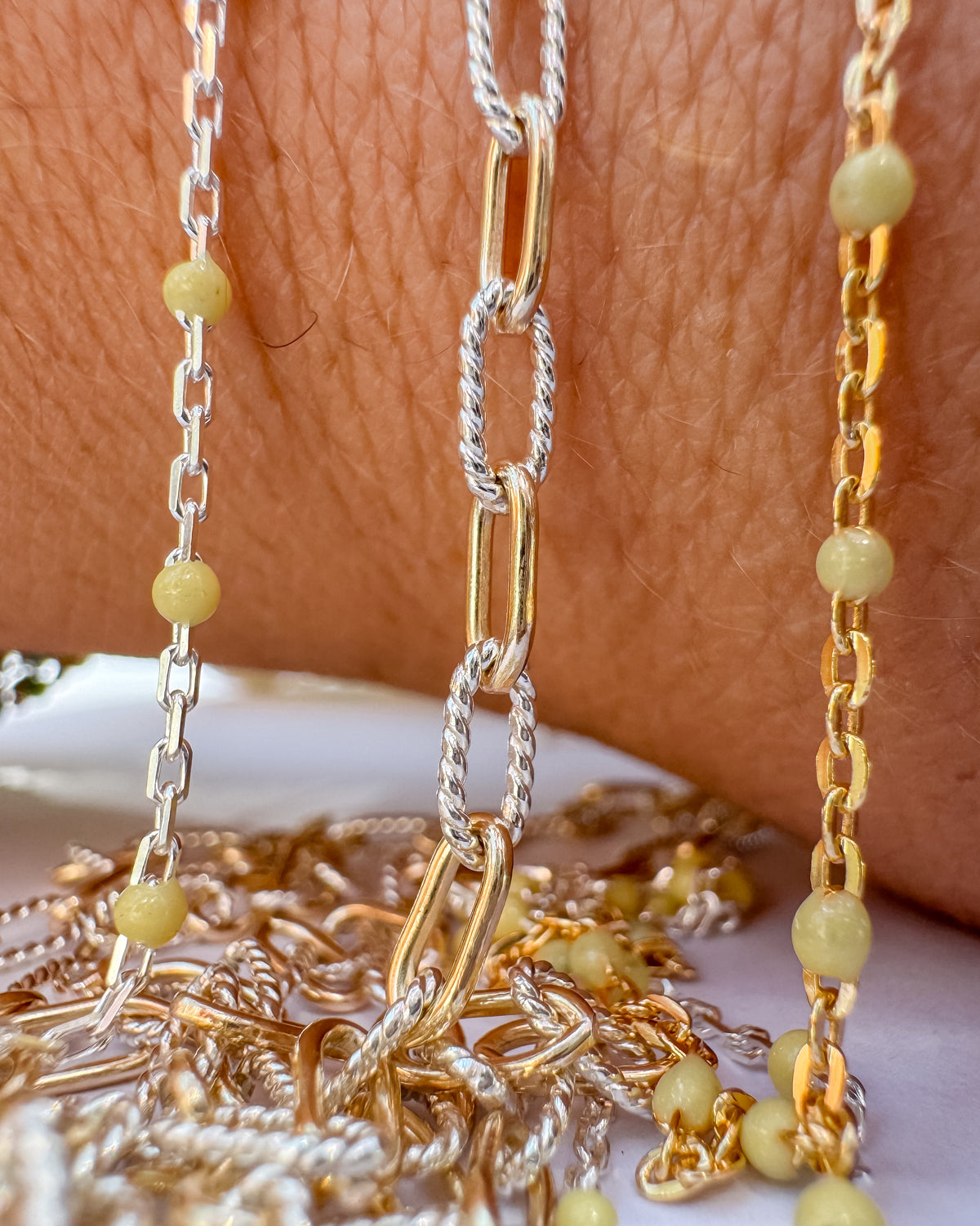 Butter Yellow Italian Enamel Satellite Permanent Jewelry Chain - C126