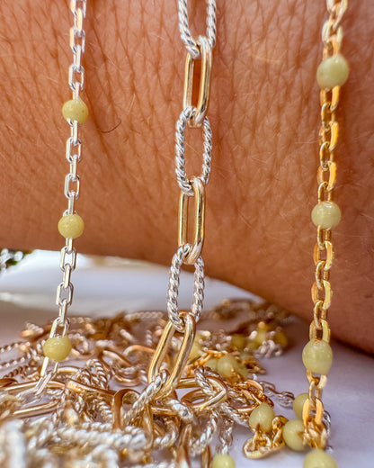 Butter Yellow Italian Enamel Satellite Permanent Jewelry Chain - C126