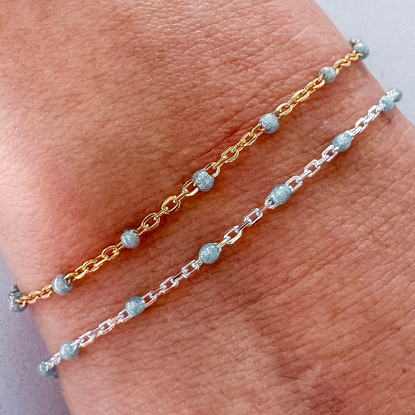 “Blue Jean Baby” Enamel Permanent Jewelry Chain