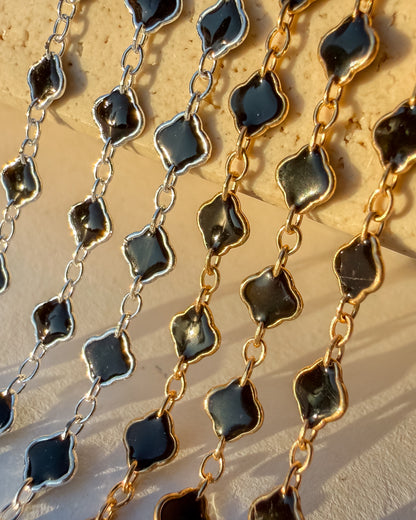 Clover Chain - Black Italian Enamel - C108