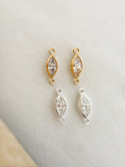 Marquise 3x6mm Bezel CZ Birthstone Connectors (Full Set)