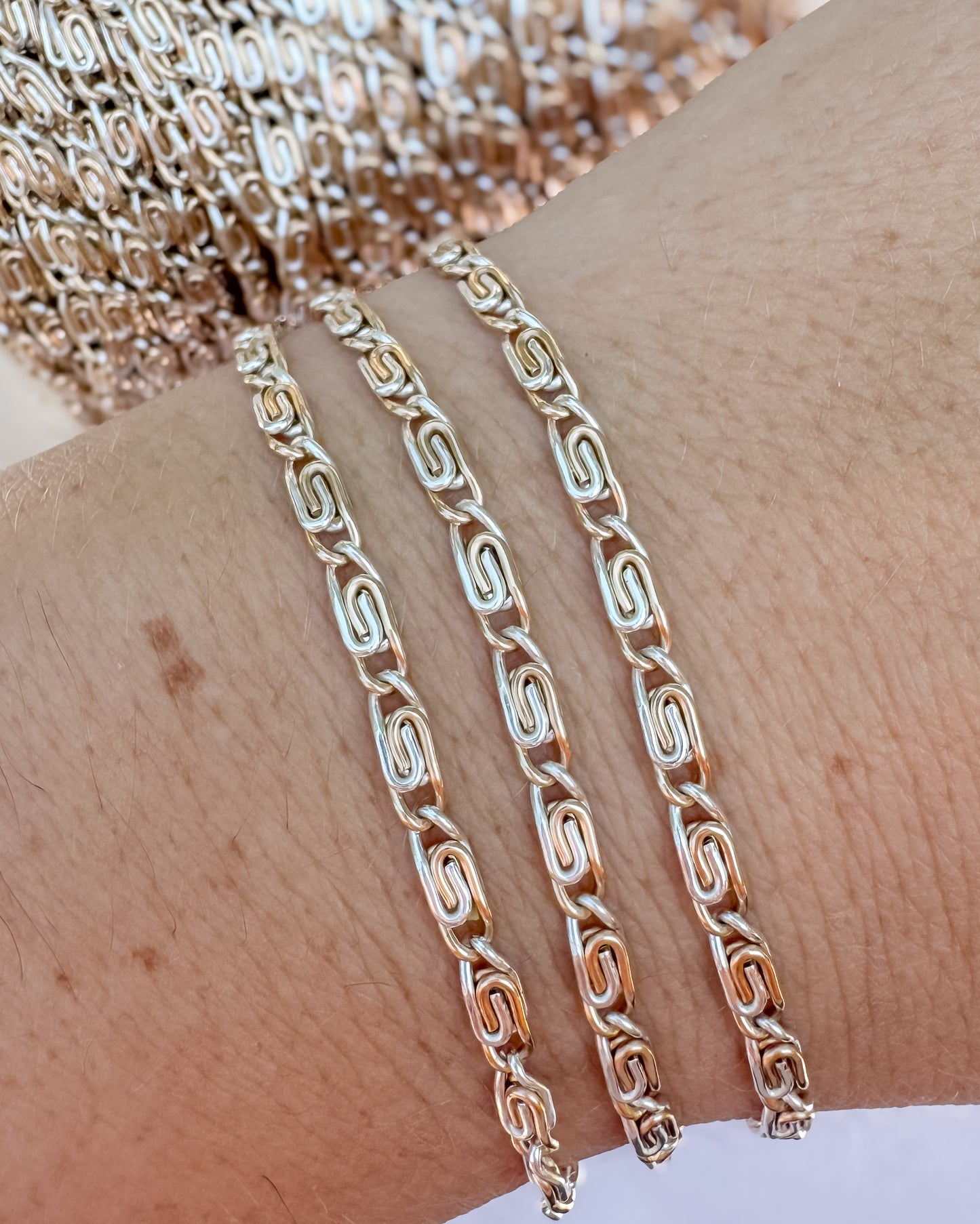 14k Gold Filled & .925 Sterling Silver Mixed Metal Scroll Chain