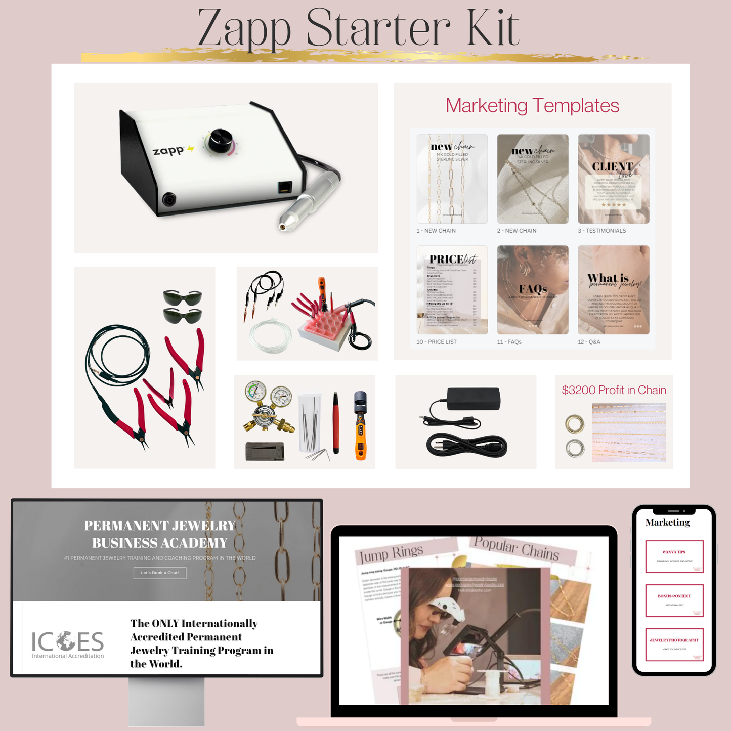 Zapp Welder w/ PROFESSIONAL Permanent Jewelry Training & Marketing Bundle