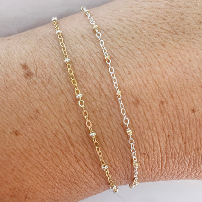 14k Gold Filled & .925 Sterling Silver Mixed Metal Satellite (SS Beads, GF chain) - Fits 22 Gauge Jump Ring