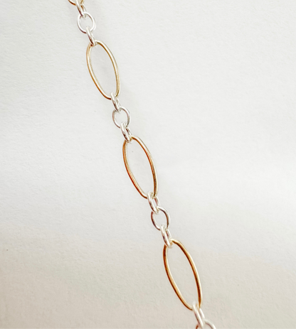 Wholesale Mixed Metal Marquise 14k Gold-Filled & .925 Sterling Silver Link Chain for Permanent Jewelry Artists