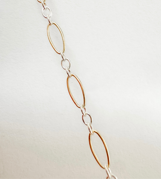 Wholesale Mixed Metal Marquise 14k Gold-Filled & .925 Sterling Silver Link Chain for Permanent Jewelry Artists