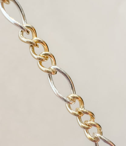 14k Gold Filled & .925 Sterling Silver (Big Silver Link) Mixed Metal Figaro Permanent Jewelry Chain by the foot