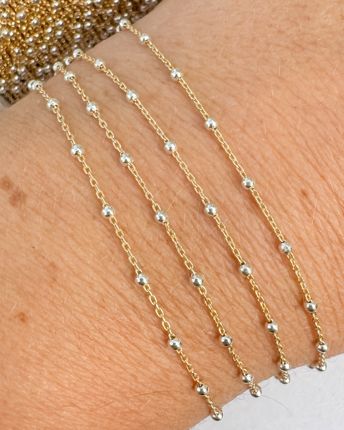 Mixed Metal 2mm Smooth Bead Satellite Chain (C150MX)