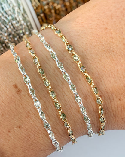 Natural Zircon Aquamarine Color “Luce di Luna” Permanent Jewelry Chain - C112