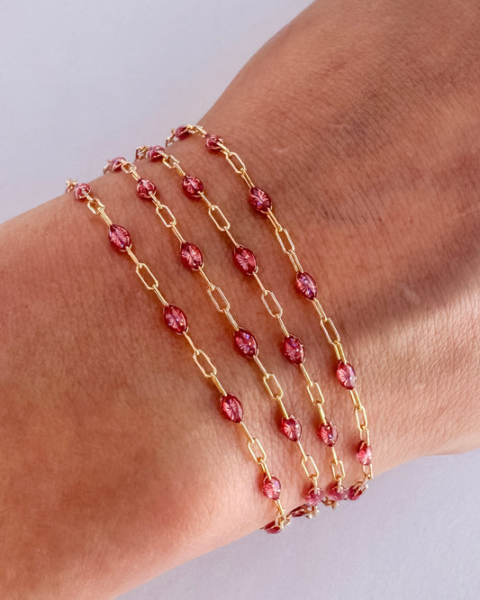 “Rose Prism” Sunburst Paperclip Permanent Jewelry Chain