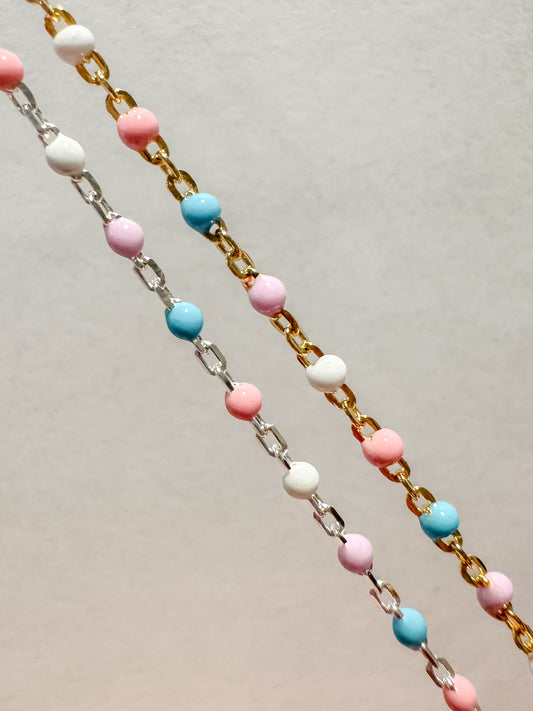 Cotton Candy Italian Enamel Chain | 14K Gold Filled or Sterling Silver | Permanent Jewelry Chain