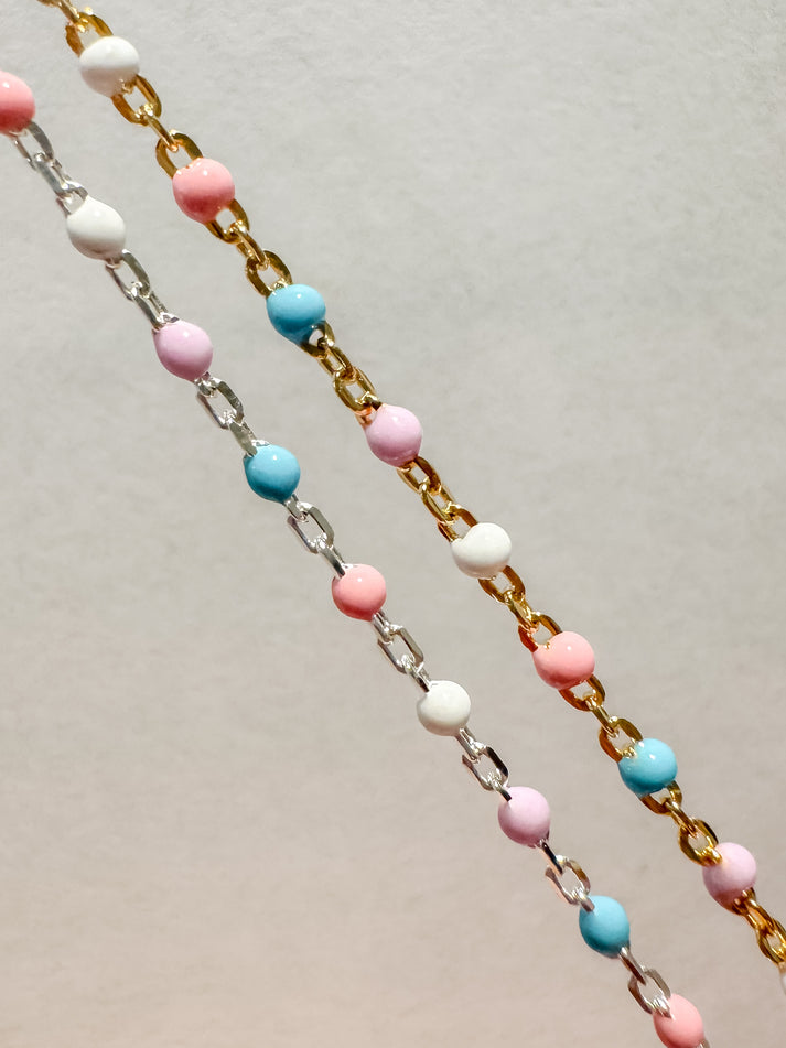 Cotton Candy Italian Enamel Satellite Chain C49 – Permanent Jewelry Bestie