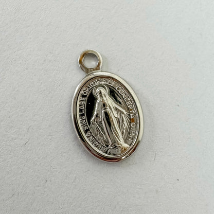 .925 Sterling Silver Miraculous Medal Connector / Charm (Italian Made - Quantity 2 - Select Size/Orientation)