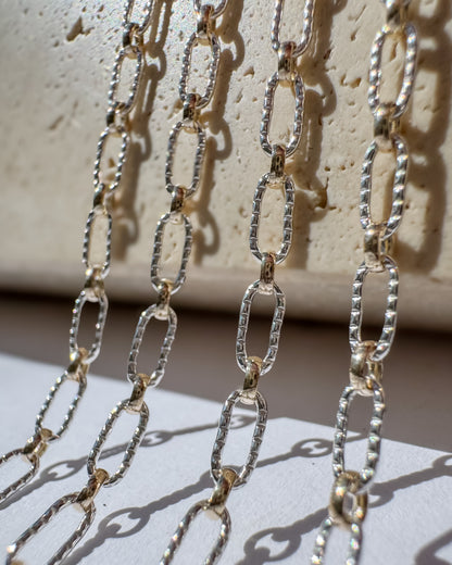 Mixed Metal .925 Sterling Silver Textured Large Link, 14k Gold Filled Smooth Small Link (C122MX)