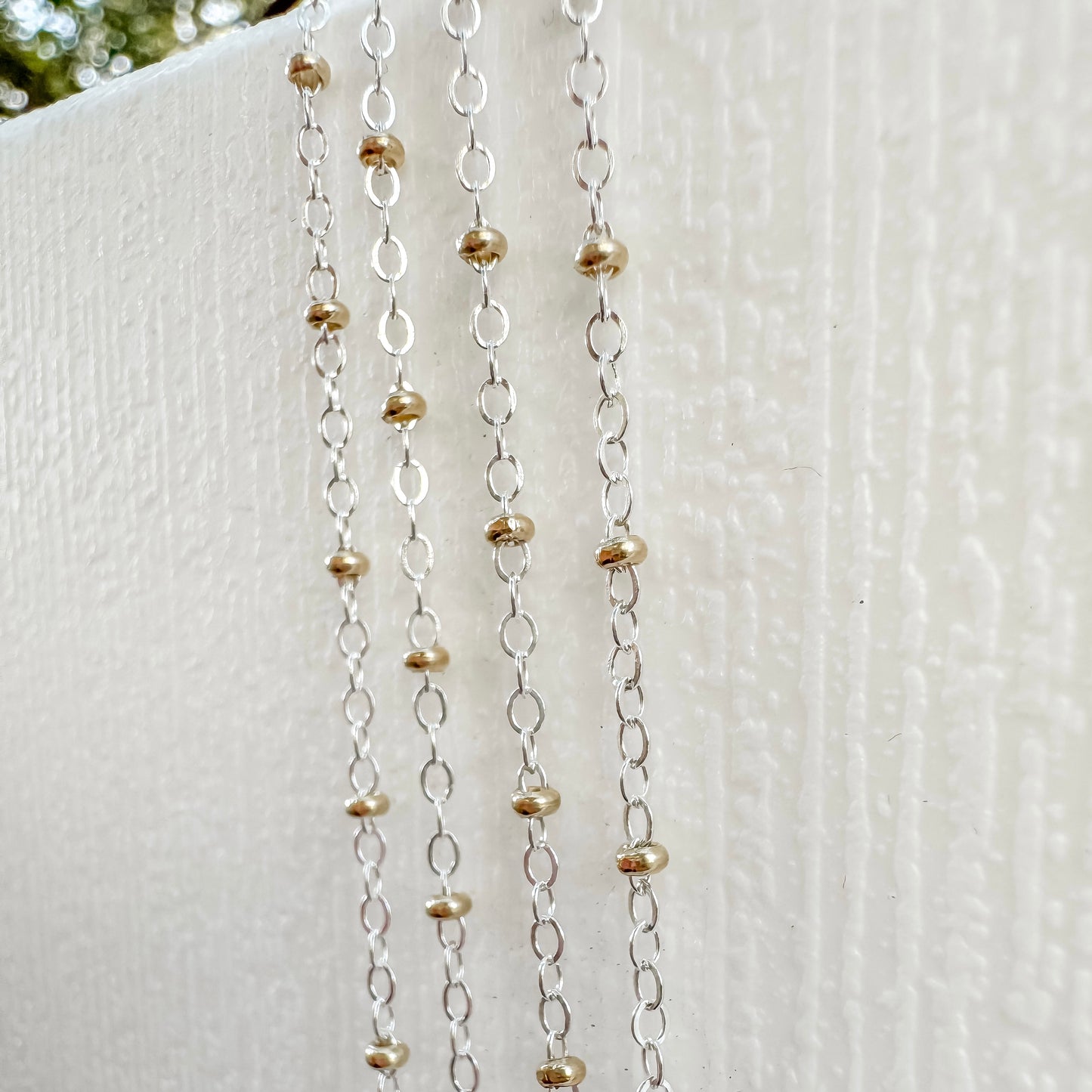 14k Gold Filled & .925 Sterling Silver Mixed Metal Satellite (GF Beads, SS chain) - Fits 22 Gauge Jump Ring