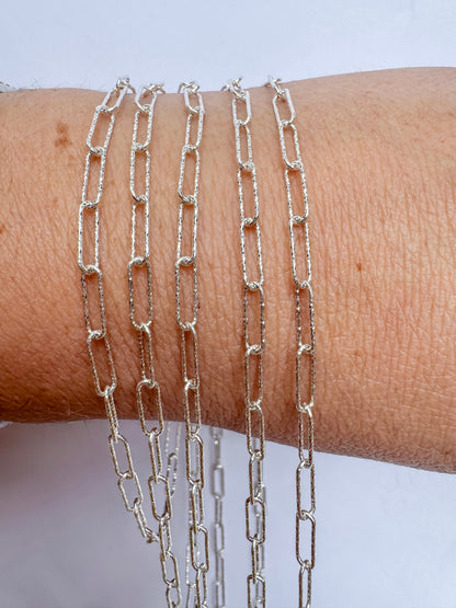 Sterling Silver Diamond Paperclip Chain