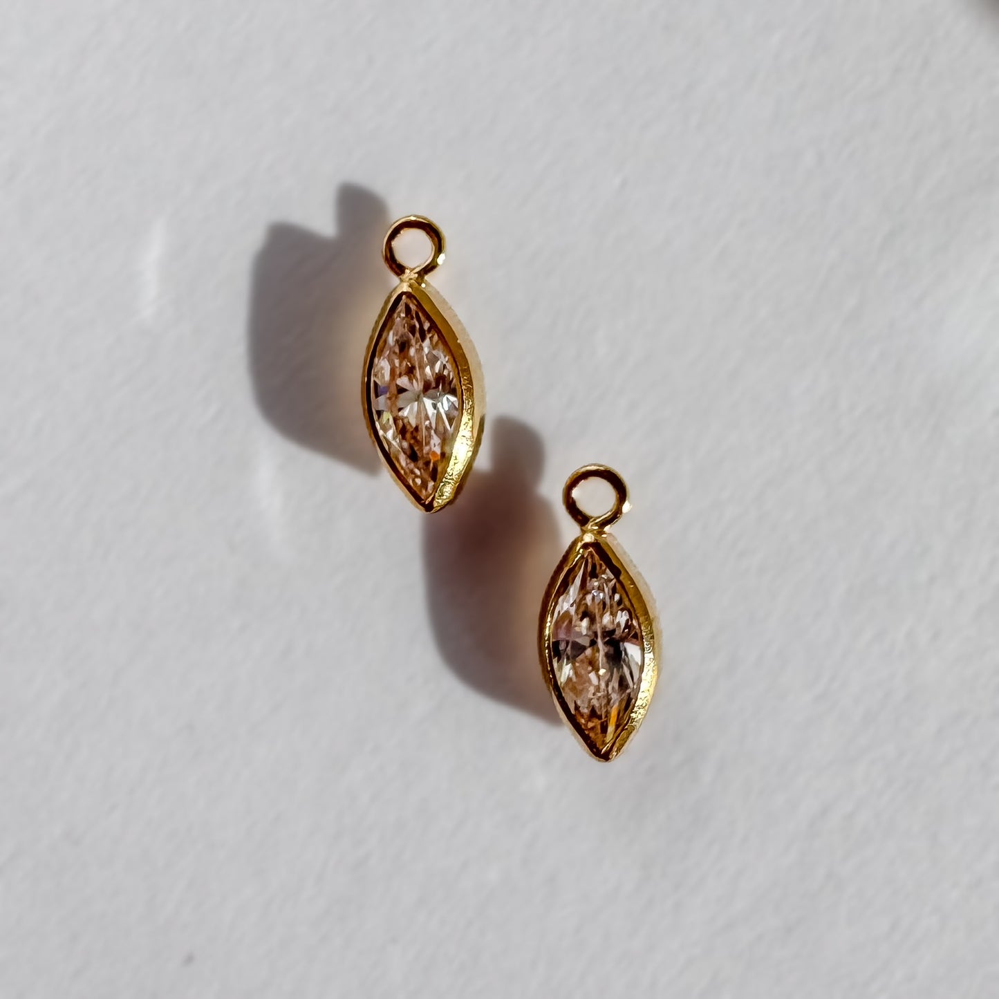 3mm x 6mm White Marquise Shape Drop Charm for Permanent Jewelry (Quantity 2)