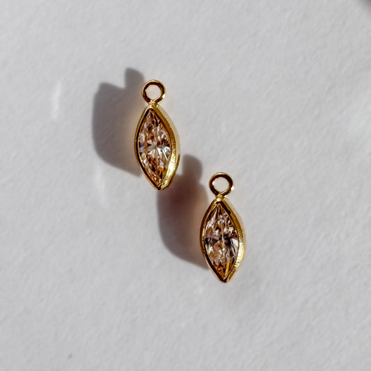 3mm x 6mm White Marquise Shape Drop Charm for Permanent Jewelry (Quantity 2)