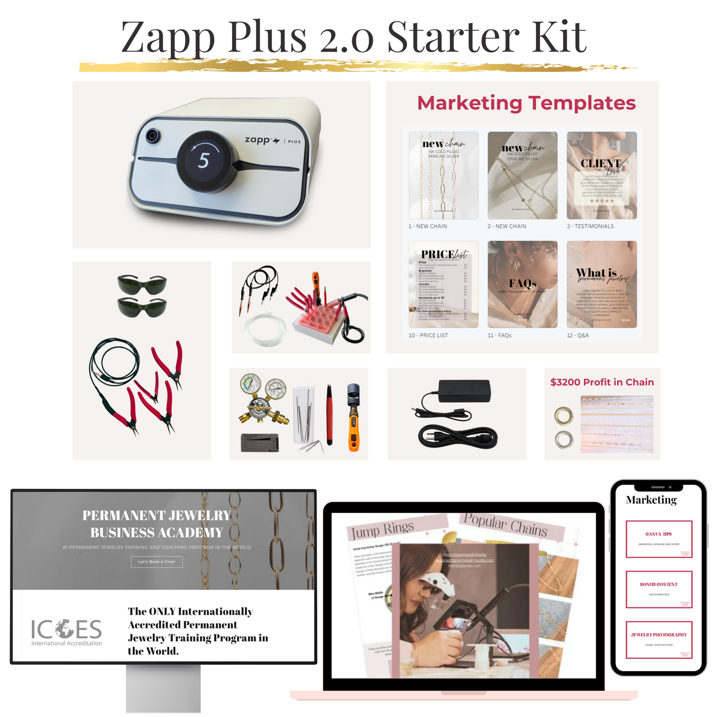 NEW ZAPP PLUS Welder 2.0 + Permanent Jewelry Training & Marketing Bundle