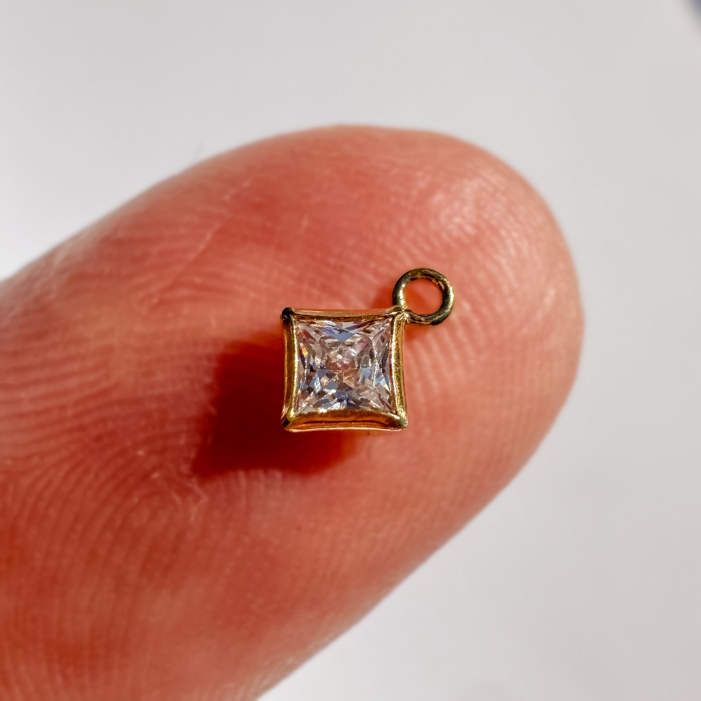 3mm White Diamond Shape Drop Charm for Permanent Jewelry (Quantity 2)