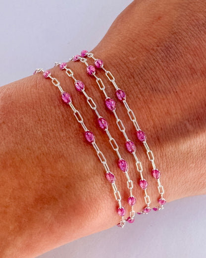 “Pink Prism” Sunburst Paperclip Permanent Jewelry Chain
