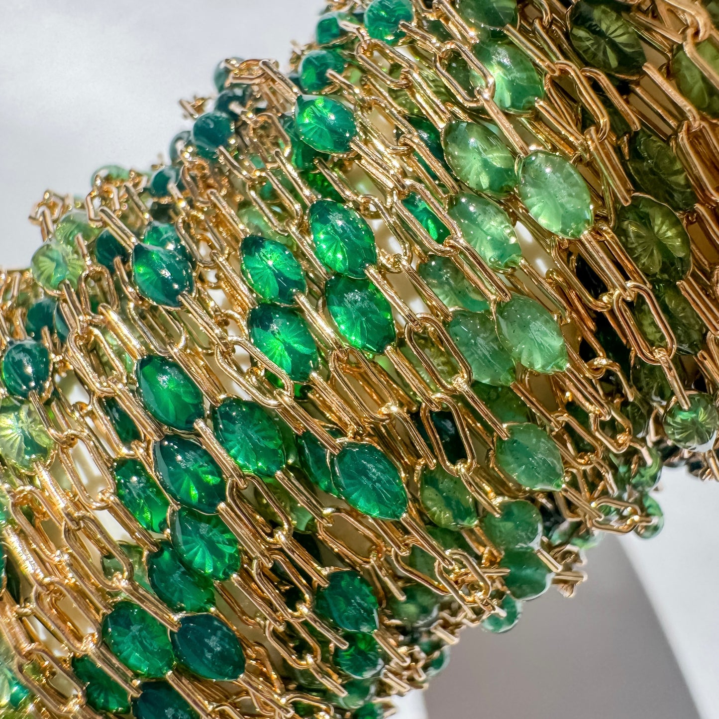 Emerald City Ombre Italian Enamel Paperclip Chain