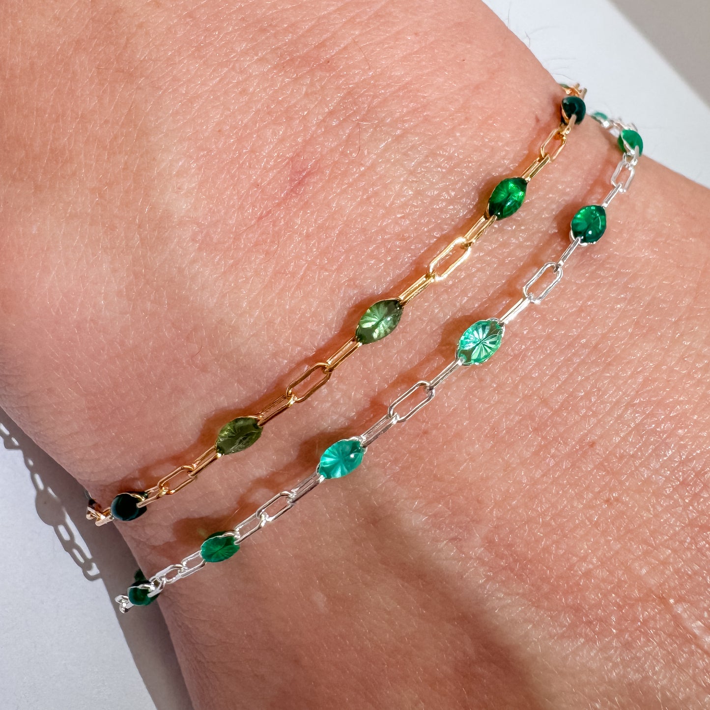 Emerald City Ombre Italian Enamel Paperclip Chain