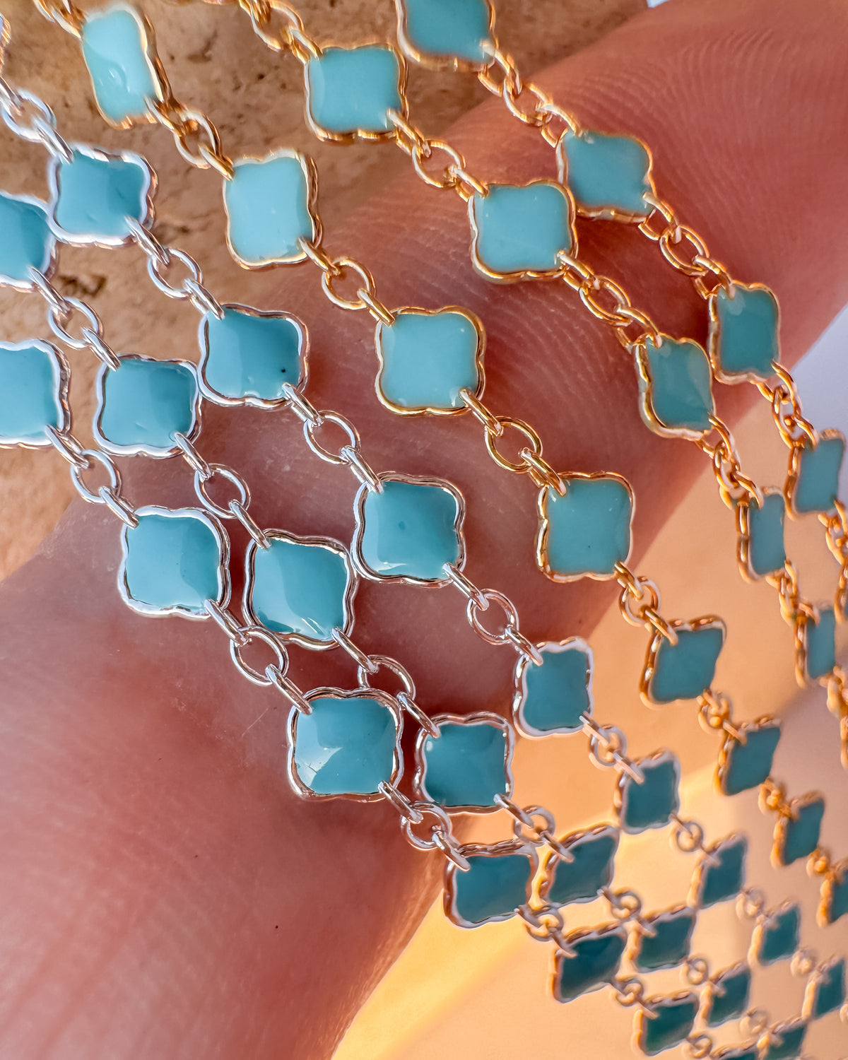 Clover Chain - Turquoise Italian Enamel - C105