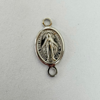 .925 Sterling Silver Miraculous Medal Connector / Charm (Italian Made - Quantity 2 - Select Size/Orientation)