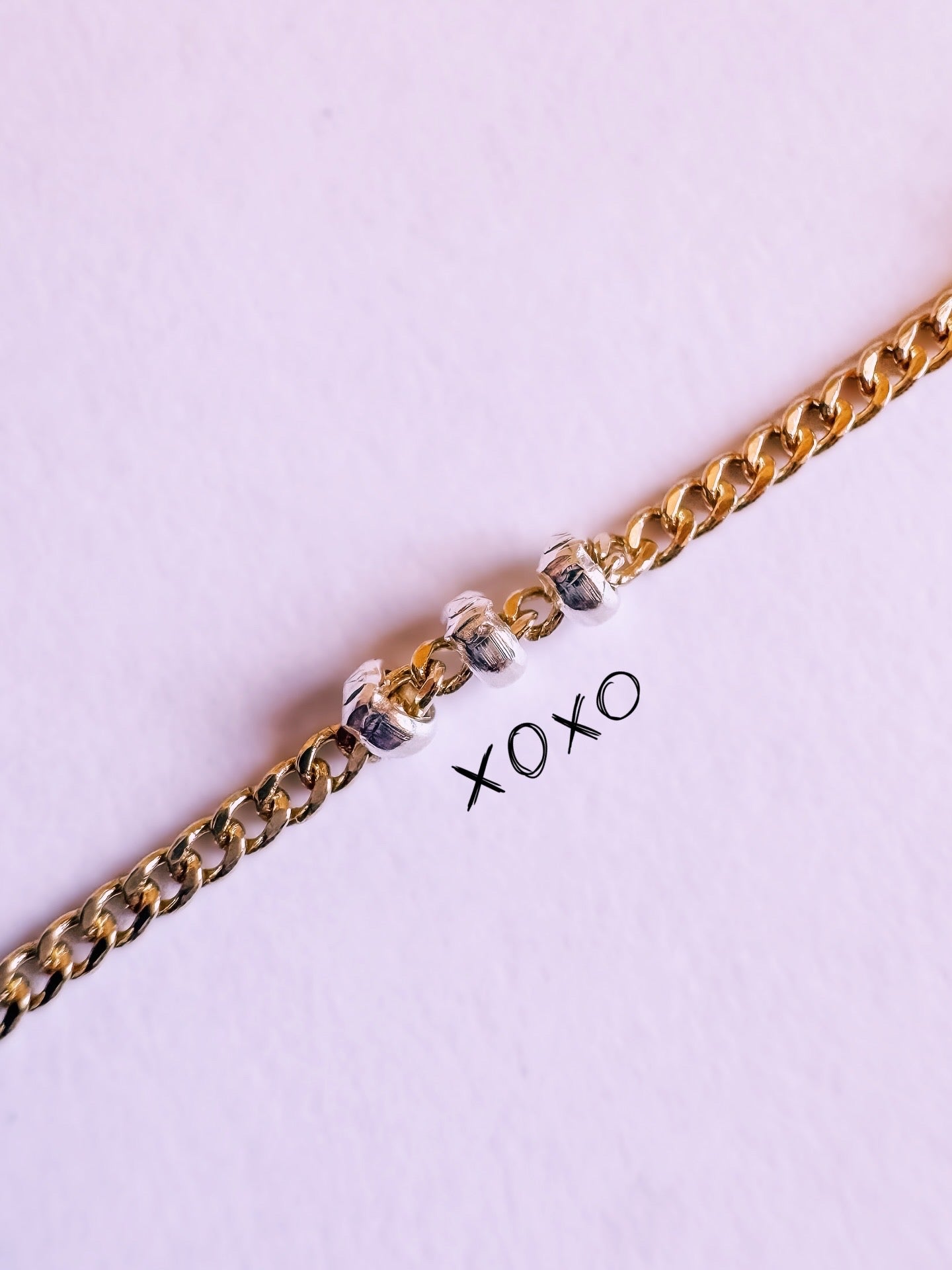 14k Gold Filled & .925 Sterling Silver Mixed Metal Tri Bead Satellite Curb Permanent Jewelry Chain