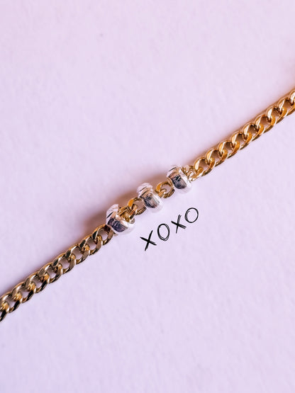 14k Gold Filled & .925 Sterling Silver Mixed Metal Tri Bead Satellite Curb Permanent Jewelry Chain