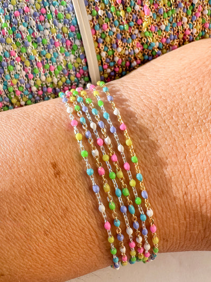 “Confetti” Italian Enamel Satellite Permanent Jewelry Chain