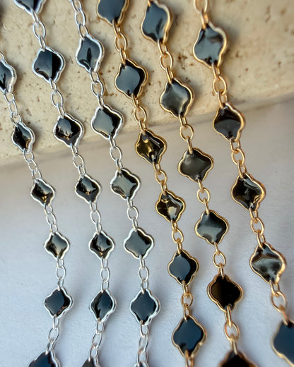 Clover Chain - Black Italian Enamel - C108