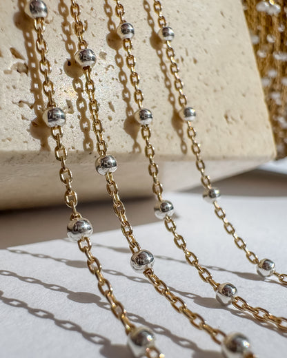 Mixed Metal 2mm Smooth Bead Satellite Chain (C150MX)