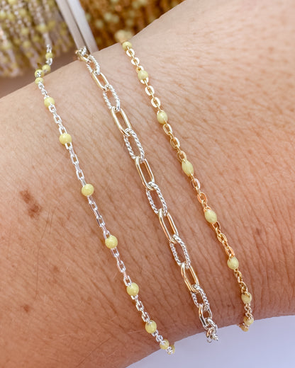 Butter Yellow Italian Enamel Satellite Permanent Jewelry Chain - C126