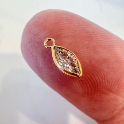 3mm x 6mm White Marquise Shape Drop Charm for Permanent Jewelry (Quantity 2)